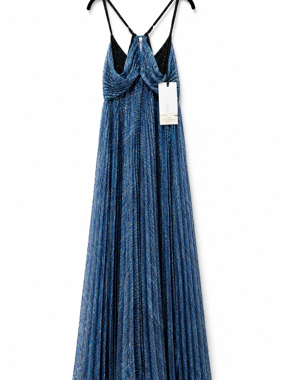 Forte_Forte Silk Lurex Plissé Maxi Dress NWT Blue Size 0 - Picture 2 of 9